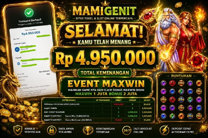 MAMIGENIT - JACKPOT DI SEBESAR RP.4,950,000,- DI GAME GATES OF OLYMPUS 1000